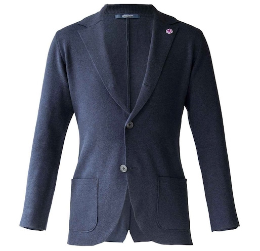 ファインコットンミラノリブニットジャケット/ ダークネイビー/ 日本製